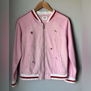 Annil Pink Floral Bomber Jacket Girls Size 14-16 XL